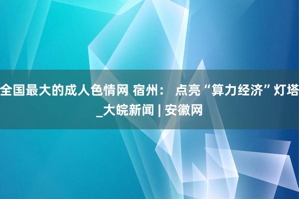 全国最大的成人色情网 宿州： 点亮“算力经济”灯塔_大皖新闻 | 安徽网