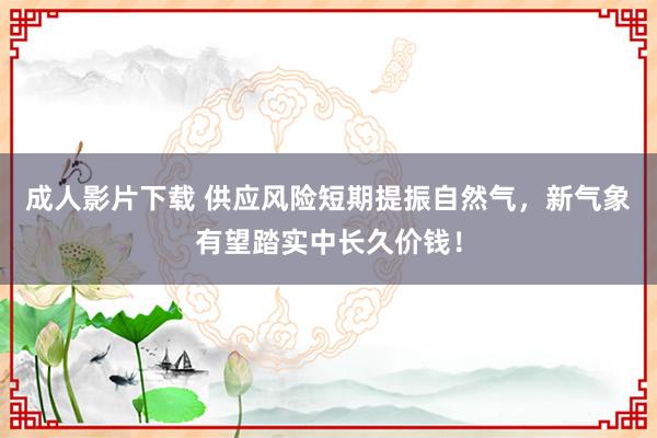 成人影片下载 供应风险短期提振自然气，新气象有望踏实中长久价钱！