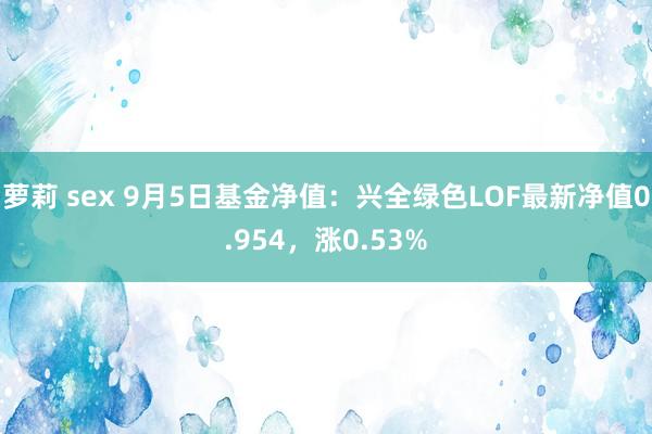 萝莉 sex 9月5日基金净值：兴全绿色LOF最新净值0.954，涨0.53%