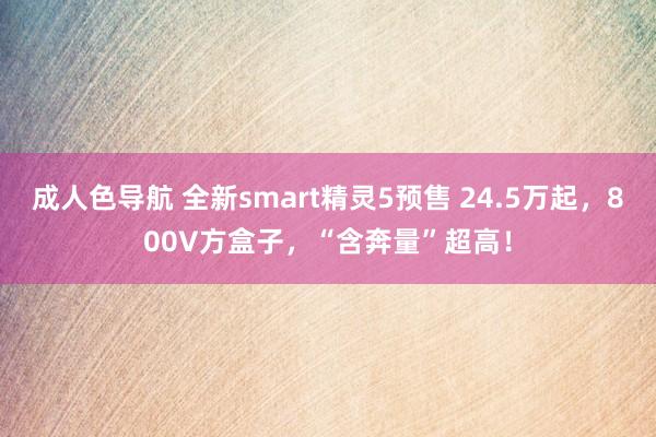 成人色导航 全新smart精灵5预售 24.5万起，800V方盒子，“含奔量”超高！