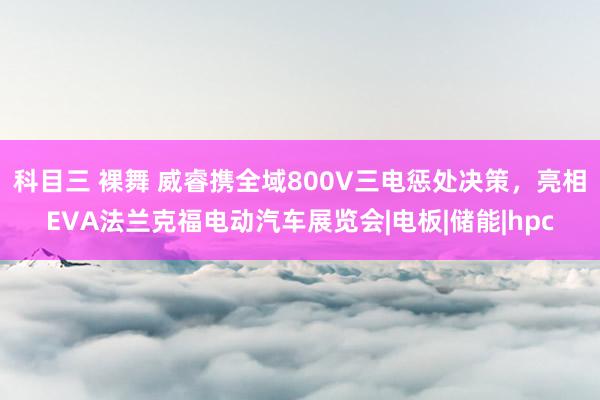 科目三 裸舞 威睿携全域800V三电惩处决策，亮相EVA法兰克福电动汽车展览会|电板|储能|hpc